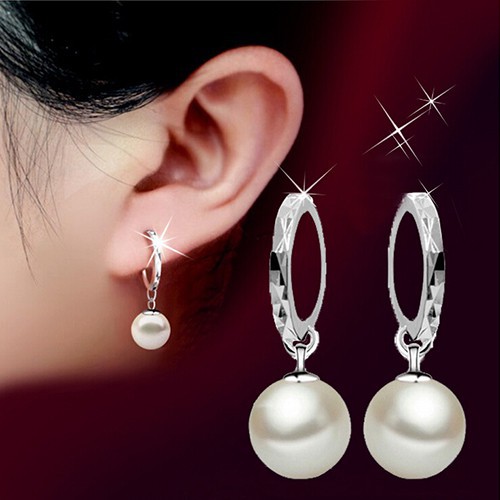 Bông tai dạng dài đính ngọc trai giả xinh xắn