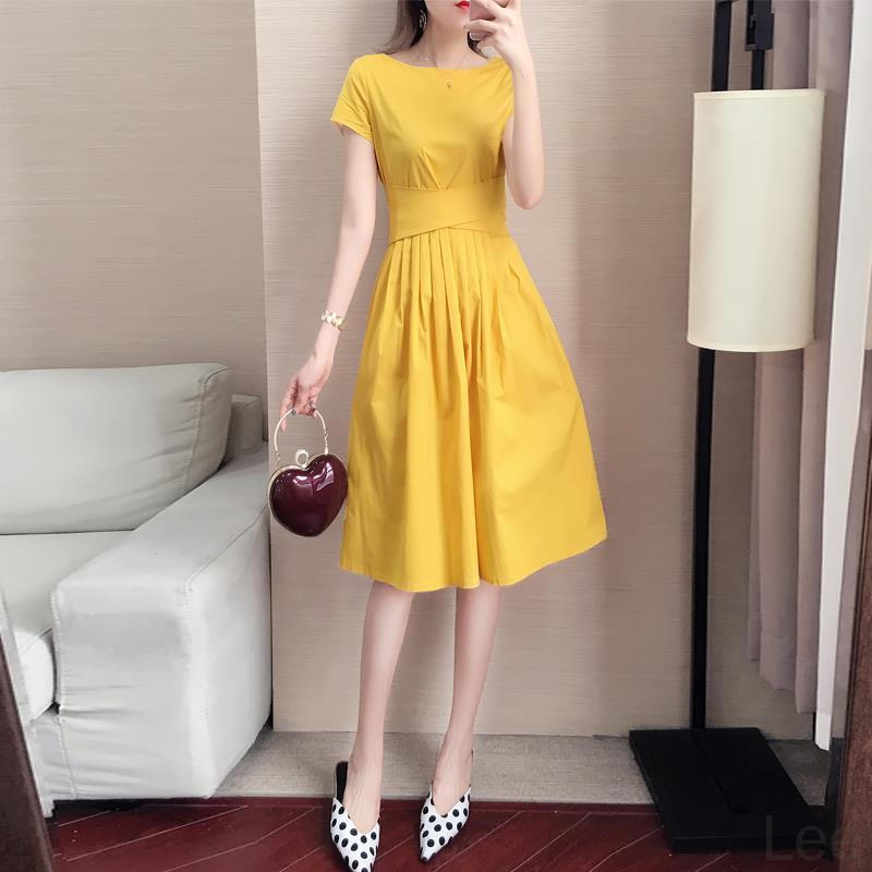 Đầm Cotton Nữ Phong Cách Retro Váy tiệc trà kiểu Pháp cổ điển, váy phụ nữ mùa hè, tính cách mới, eo, dáng người nhỏ, phong cách Hepburn và váy thông thái