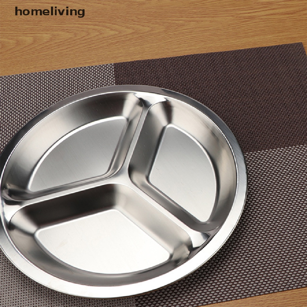 Đĩa Đựng Thức Ăn Chia 3 Ngăn 22 / 24cm Bằng Thép Không Gỉ