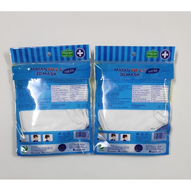 combo 20 gói khẩu trang cao cấp Mayan 3D mask, gói 5 chiếc