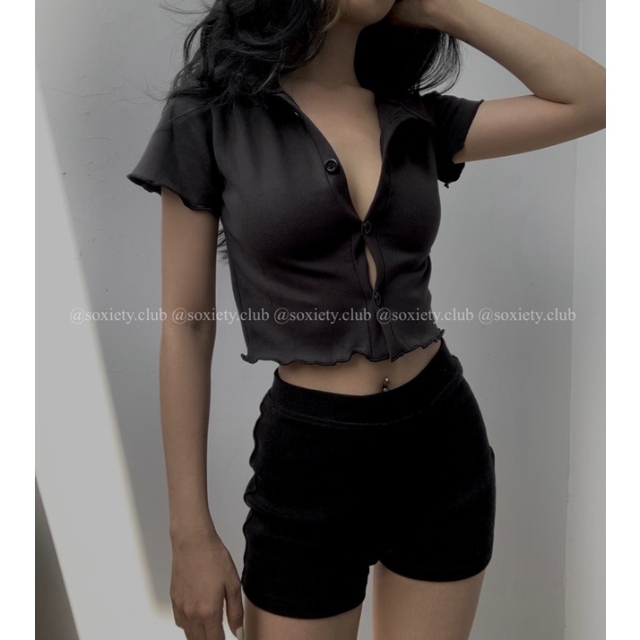 [HÌNH THẬT] Croptop basic polo cổ bẻ sexy A07