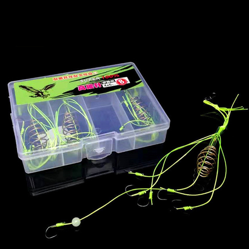 High carbon fishing hook fishing feeder Bomb Proof Hanging Explosion Hook Fish Bait Plastic box pack