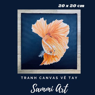 Tranh canvas vẽ tay hình cá- cỡ 20x20cm