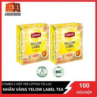 COMBO 2 hộp trà Lipton Túi lọc nhãn vàng Yelow Label Tea 100 gói/hộpX2