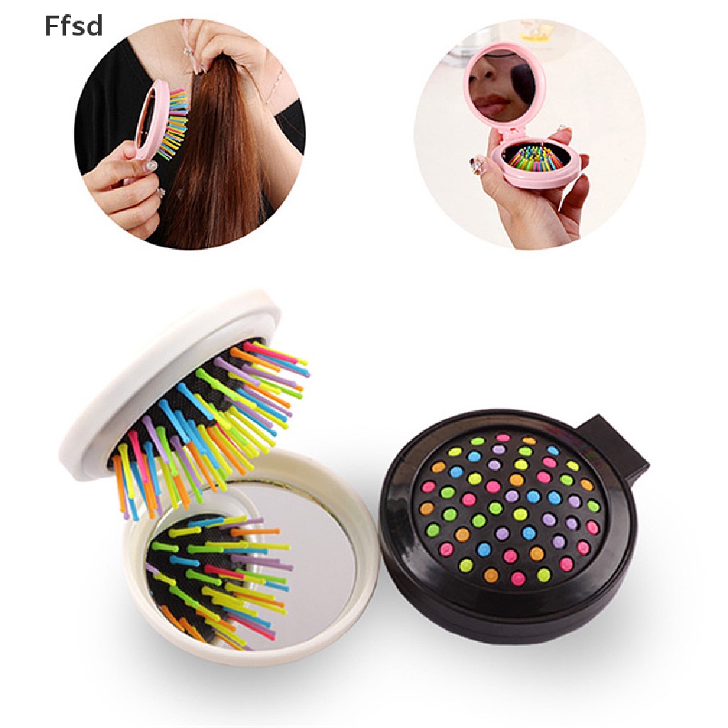 {Ffsd} Lược Gấp Tích Hợp Gương Trang Điểm Du Lịch Bán Chạy