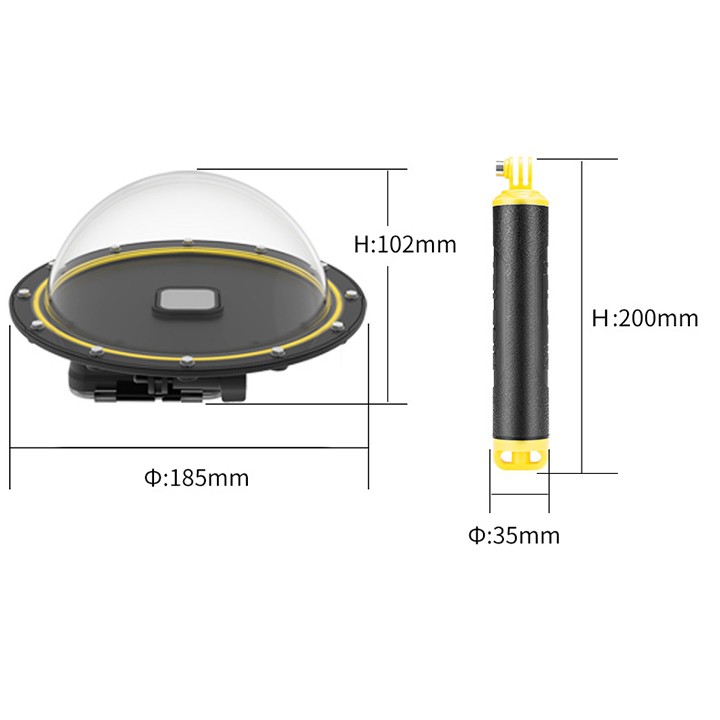 Phụ kiện Dome Cho GoPro 10 / GoPro 9 Telesin chính hãng (Chụp hình lấy nửa trên và nửa dưới mặt nước)