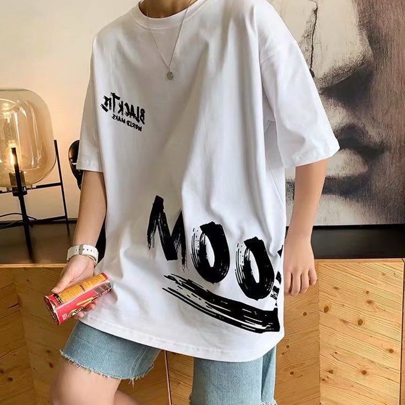 Áo thun tay ngắn dáng rộng in họa tiết phong cách nhật bản thời trang 3 màu tùy chọn size s-5xl