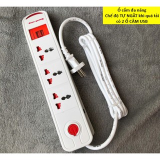 Ổ cắm Điện Quang ĐQ ESK DBW103USB ( Kiểu tàu siêu tốc, 3 lỗ 3 chấu, 2 USB, màu trắng )