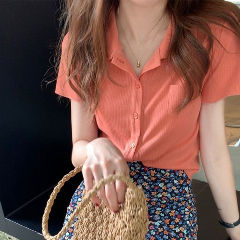Áo thun nữ tay ngắn có túi xinh xắn