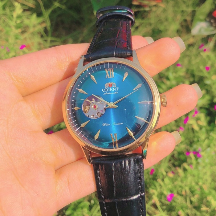 Đồng hồ cơ nam Orient dây da cao cấp, cơ tự động automatic, máy lộ cơ, đồng hồ cơ lộ máy sang trọng bảo hành 12 tháng -