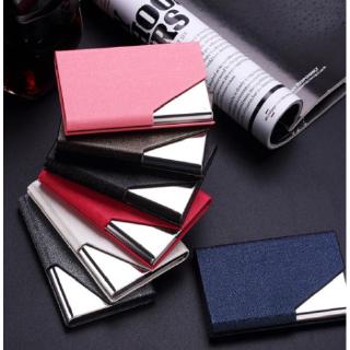 HYX Unisex Stainless Steel Faux Leather Card Business Name Card Holder Case