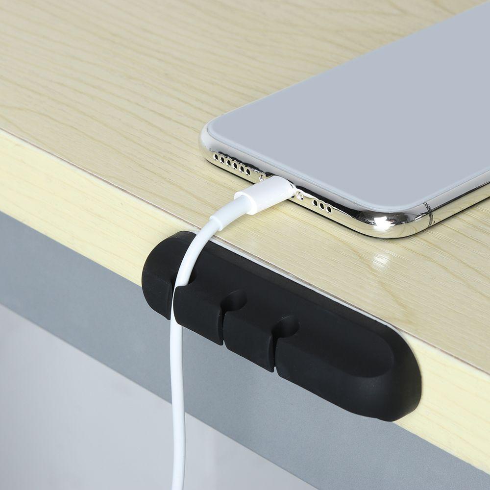 Giá Đỡ Cáp Sạc USB Bằng Silicon Màu Đen Tiện Dụng
