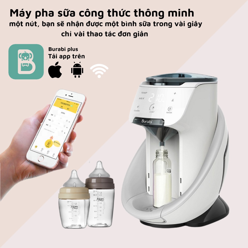 Máy pha sữa cho bé Burabi plus - Bảo hành chính hãng 1 năm hỗ trợ kỹ thuật trọn đời