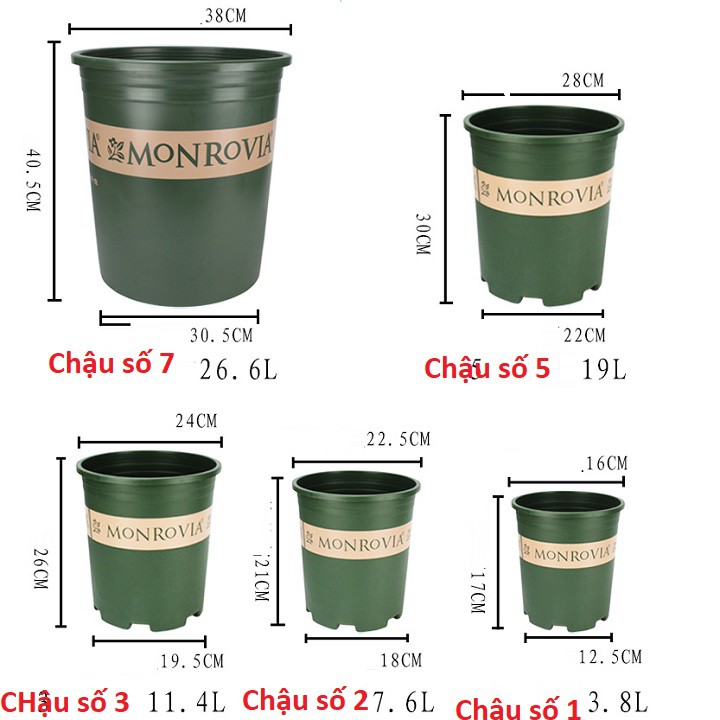 Chậu nhựa trồng cây cao cấp MONROVIA cỡ số 3 dung tích 3 Gallon ( 11,4L)