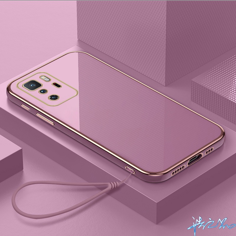 Ốp lưng Redmi Note 11 12 11S 10 10S 9 Pro Ốp lưng họa tiết sang trọng Mịn viền thẳng Vỏ mềm Vỏ điện thoại + Dây buộc miễn phí