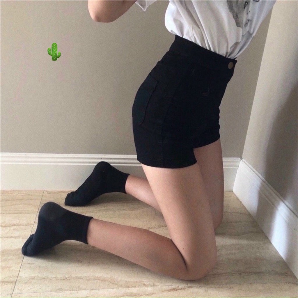 Quần đùi nữ mặc nhà kaki lật lai không túi lưng cao hàng chuẩn shop | BigBuy360 - bigbuy360.vn