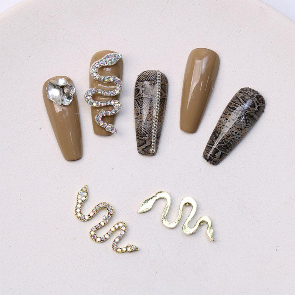 Phụ Kiện Trang Trí Móng Tay Hình Rắn Đính Đá Lấp Lánh Phong Cách Retro Oversize|Phụ Kiện Trang Trí Móng Tay Nghệ Thuật DIY Xinh Xắn