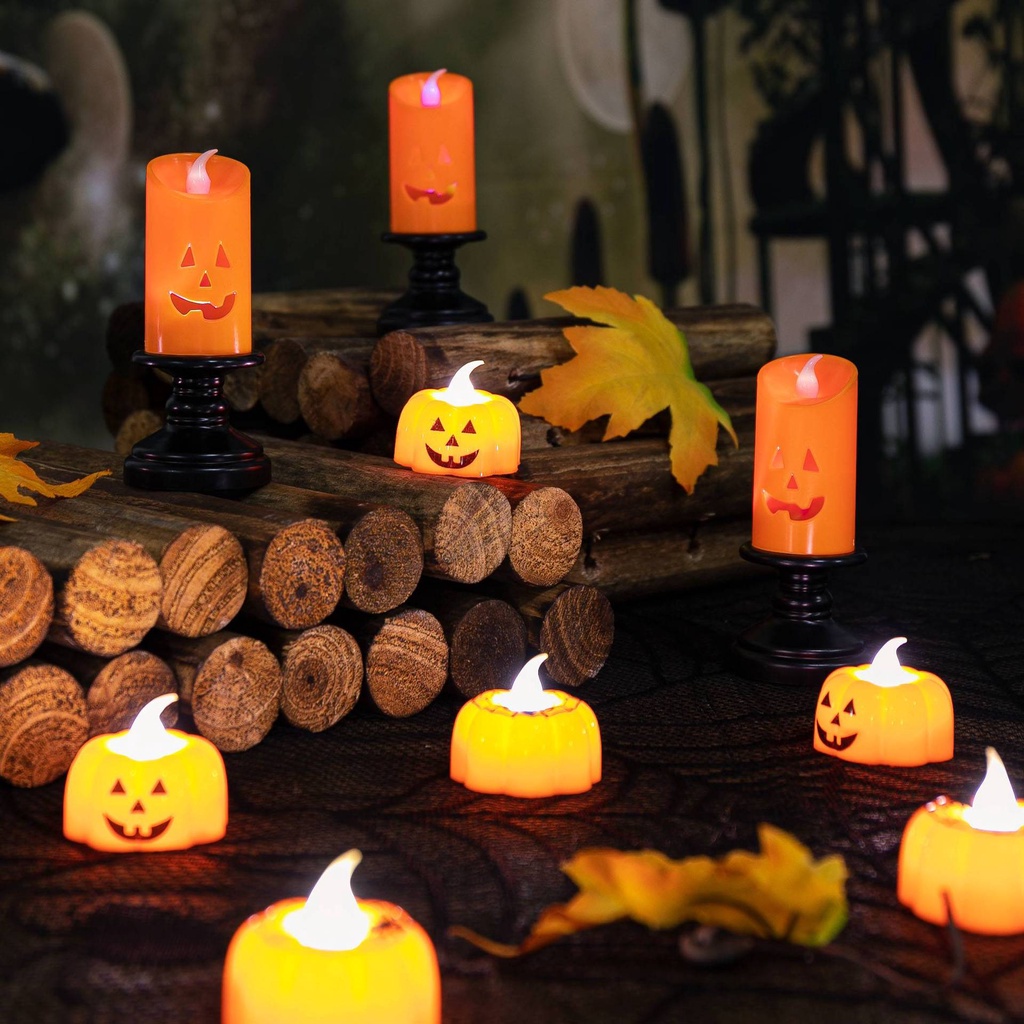Đèn LED Hình Nến Đầu Lâu Bí Ngô / Đầu Lâu 3D Độc Đáo Trang Trí Nhà Cửa Dịp Halloween