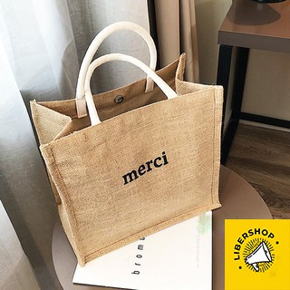 Túi cói Merci loại 1 màu sáng, có lót túi, có ảnh thật