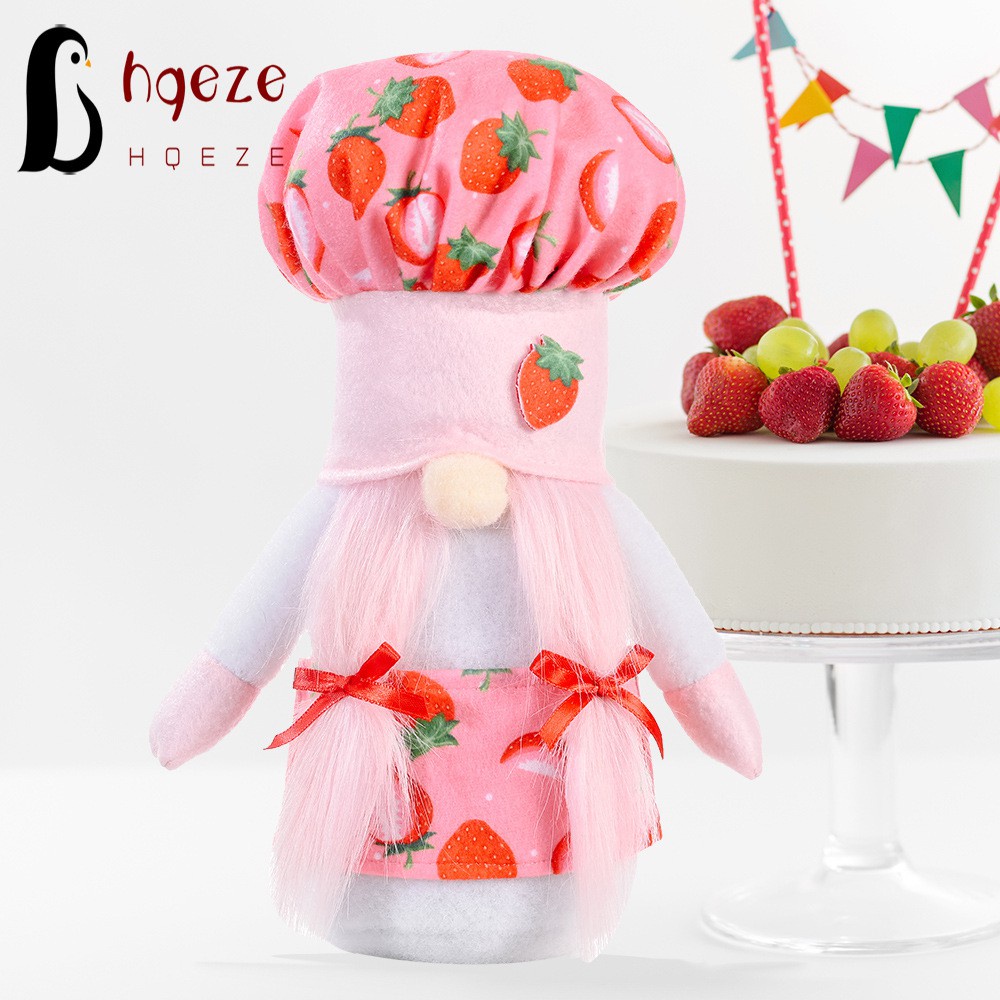 HQEZE Plush Elf Decoration with Strawberry Chef' Gnome Shaped Cute Unique Colorful Simple for Birthday Home Office Display @VN