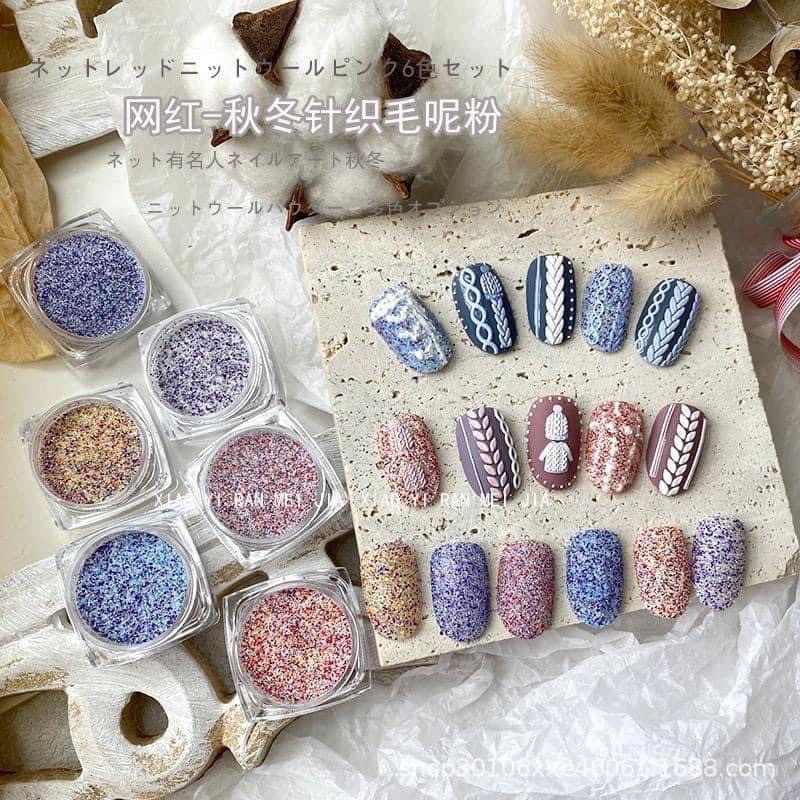 Set 6 hũ nhũ kẻ dạ nail Hàn Quốc