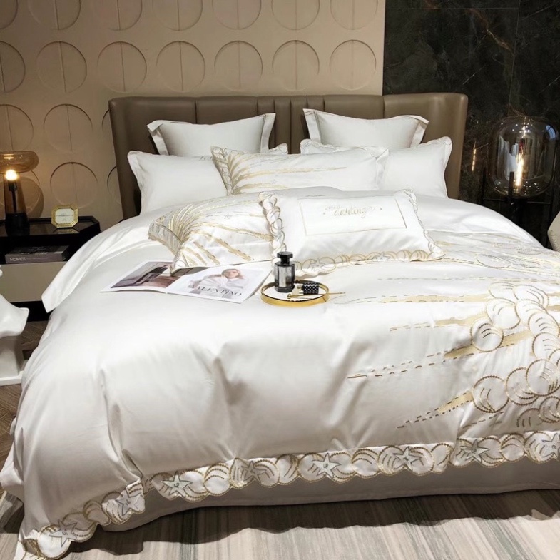 Bộ Chăn Ga Gối Lụa 100S Siêu Cấp Thương Hiệu LUXURY Sang Trọng Hoạ Tiết Thêu 5D nổi bật Giá rẻ