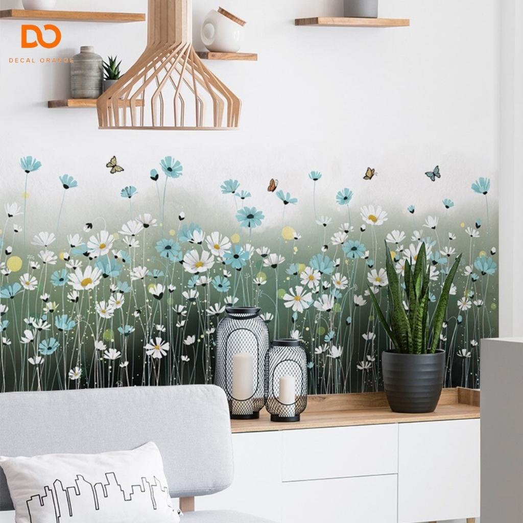 Decal dán chân tường hoa xuyến chi, Giấy dán tường trang trí phòng ngủ, phòng khách