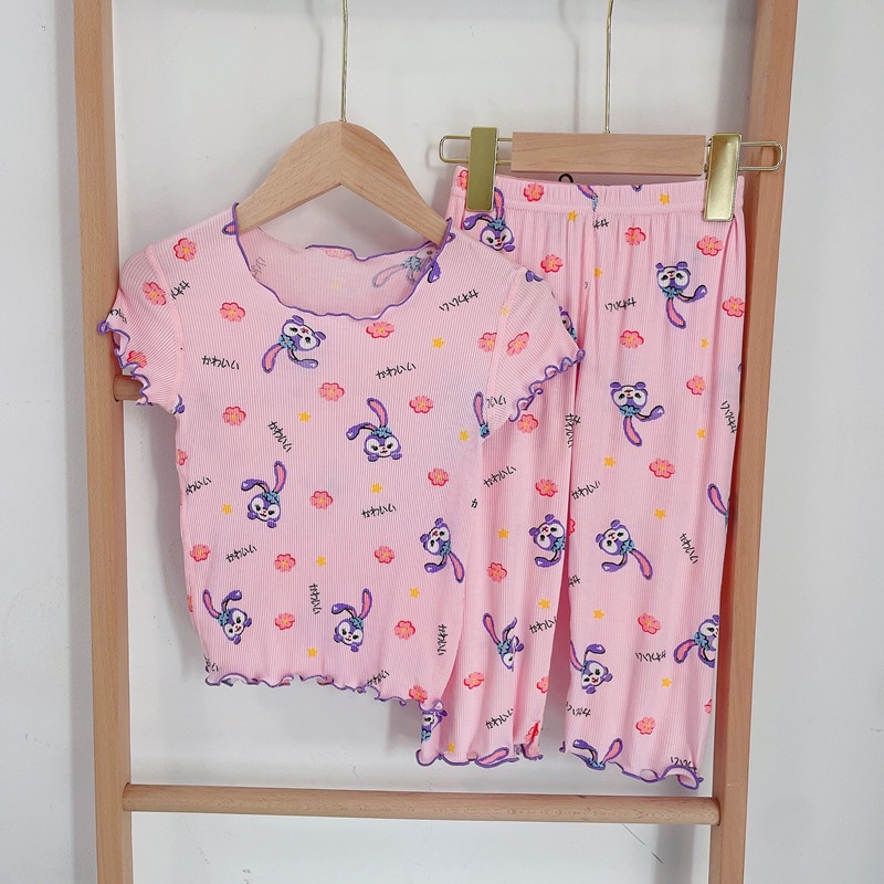 DISNEY Bộ Đồ Ngủ Tay Ngắn In Hình Hoạt Hình Dành Cho Bé Gái 1-7 Tuổi