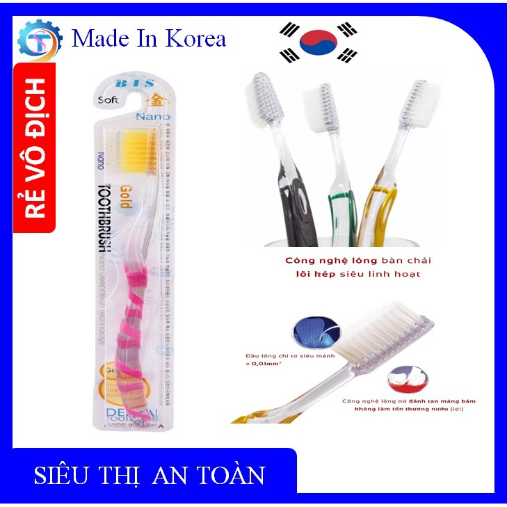 Bàn chải đánh răng Hàn Quốc cao cấp loại xịn cán trong chống rêu mốc lông bàn chải mềm - Màu ngẫu nhiên ( S