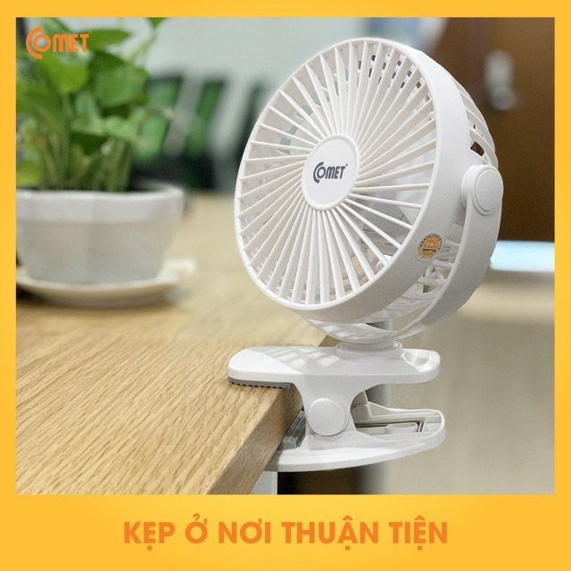 Quạt sạc COMET CRF0705 CHÍNH HÃNG mini kẹp bàn chạy 5 GIỜ-BẢO HÀNH 12 THÁNG