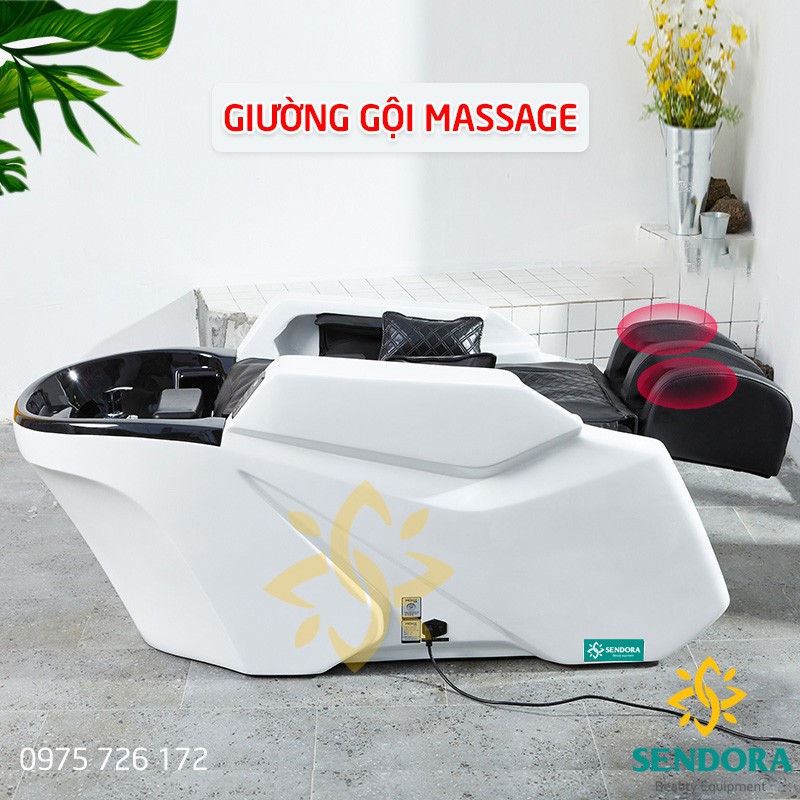 Giường gội đầu massage đa năng, Giường gội đầu 2 in 1 cao cấp trang bị máy massage toàn thân