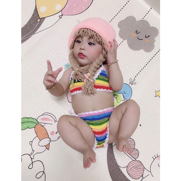 Đồ Bơi 2 mảnh cho bé gái, bikini len cho bé