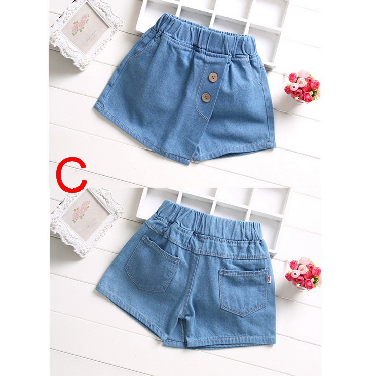 Quần Short Jean Giả Váy Thời Trang Xinh Xắn Cho Bé Gái 3-9 Tuổi