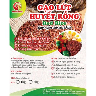 5KG Gạo Lứt Huyết Rồng Sạch Hữu Cơ - Giảm Cân / Thực Dưỡng - Gạo Sạch Thanh Hằng