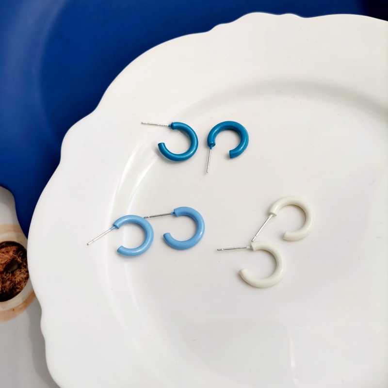 The Bleu | Set bông tai hoops mini màu sắc phong cách Hàn Quốc đuôi bạc 925 | E186