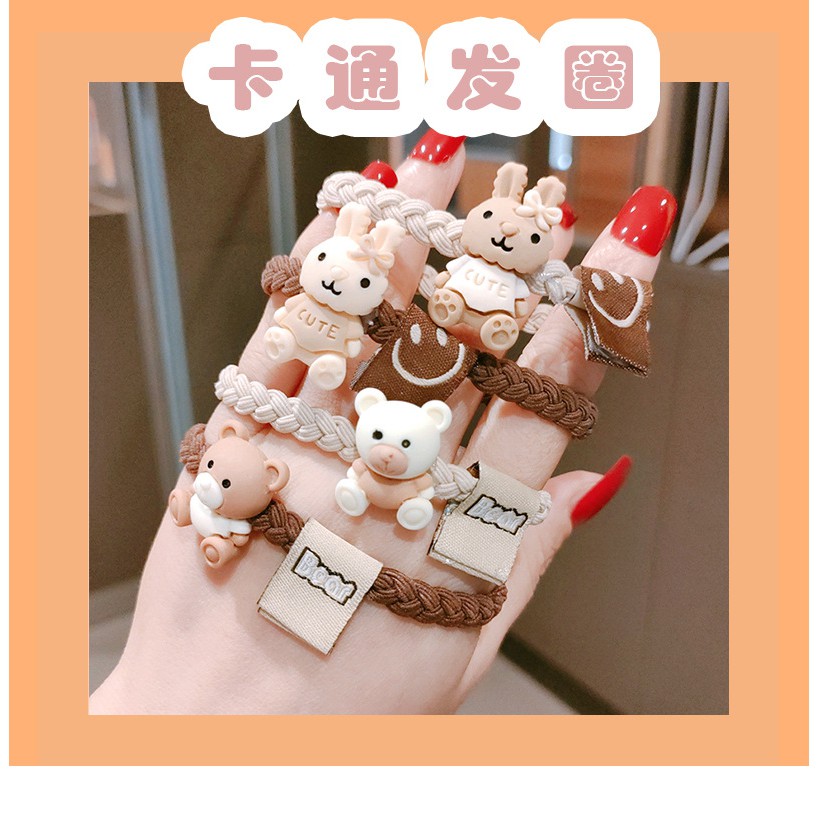 Dây buộc tóc tết co dãn dày dặn hình gấu dễ thương phong cách Hàn Quốc siêu bền