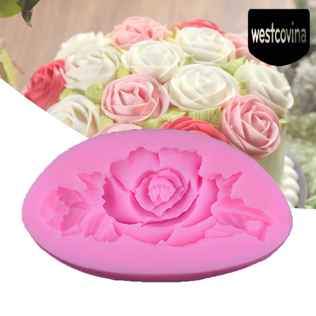 [Hot]☀ Khuôn Silicone Nhấn Bánh Hình Hoa Hồng Nhiều Màu
