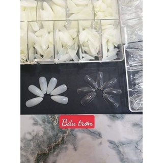 Móng úp tay HSM phom bầu trơn hàn quốc 2 màu trong và đục, móng úp hsm fom nhọn dài trong,móng HSM nhọn trong