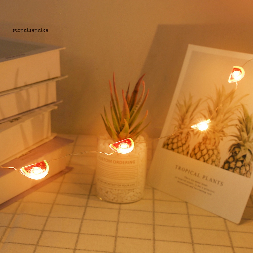 Dây Đèn LED Hình Quả Dưa Hấu Dễ Thương Dùng Pin Trang Trí Tiệc