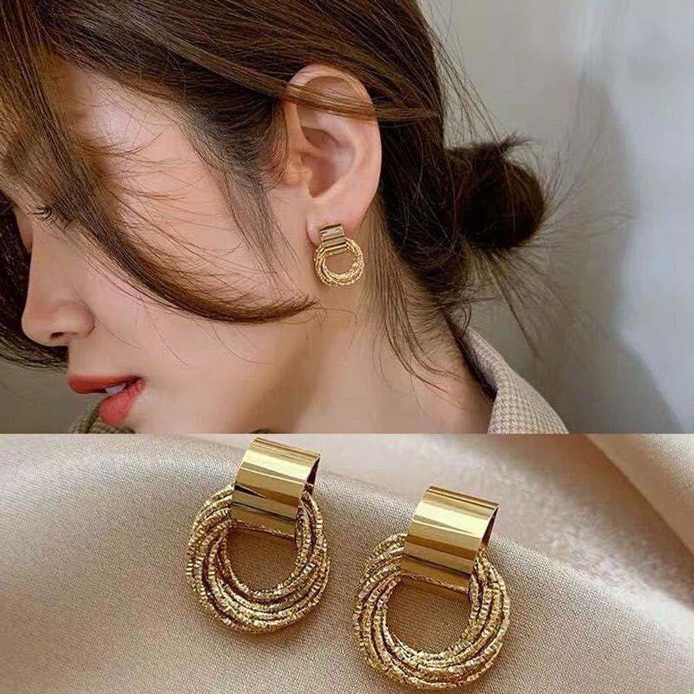 LAYOR Fashion Earrings For Woman New Wedding Small Circle Pendant|Party Metallic 2022 Jewelry Retro Multiple