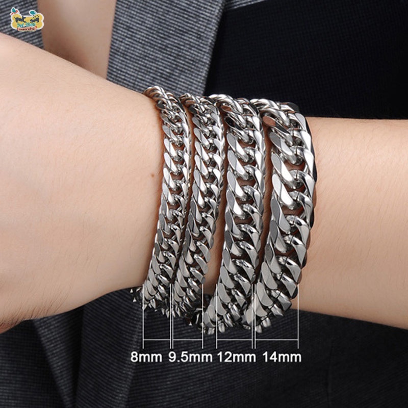 Vòng Tay Thép Titan Bề Mặt Rộng 8/9.5/12/14MM Thời Trang Cho Nam