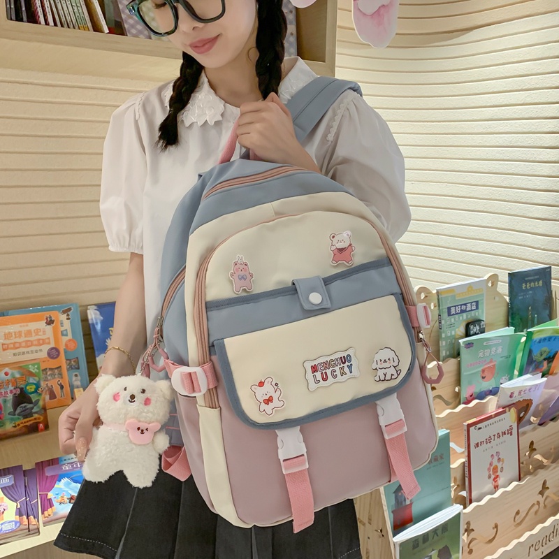 Ba lô đi học PRETTYZYS sức chứa lớn 14inch phong cách Hàn Quốc 2022 dành cho nữ tuổi teen