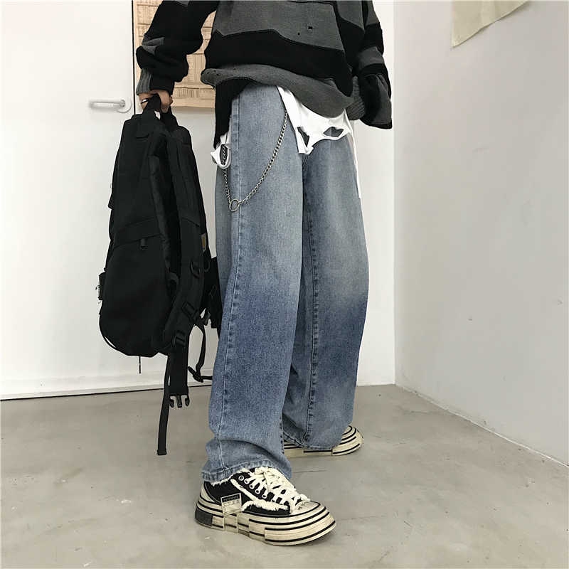 Quần jean ống rộng phối bạc màu phong cách cổ điển | BigBuy360 - bigbuy360.vn