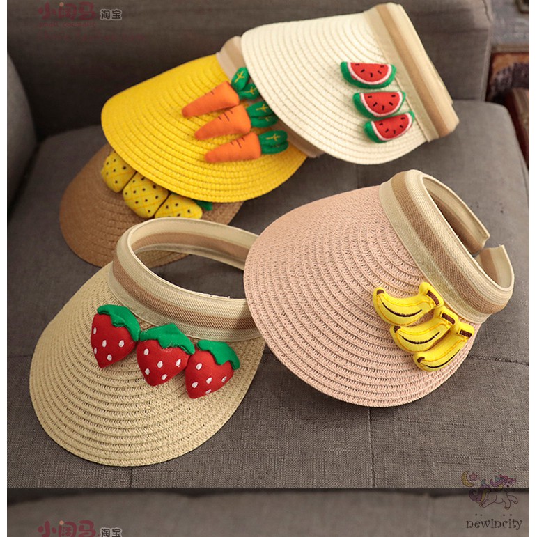 Mũ Lưỡi Trai Kiểu Hở Nửa Đầu Họa Tiết Trái Cây Hoạt Hình Phong Cách Hàn Quốc Thoải Mái Cho Bé