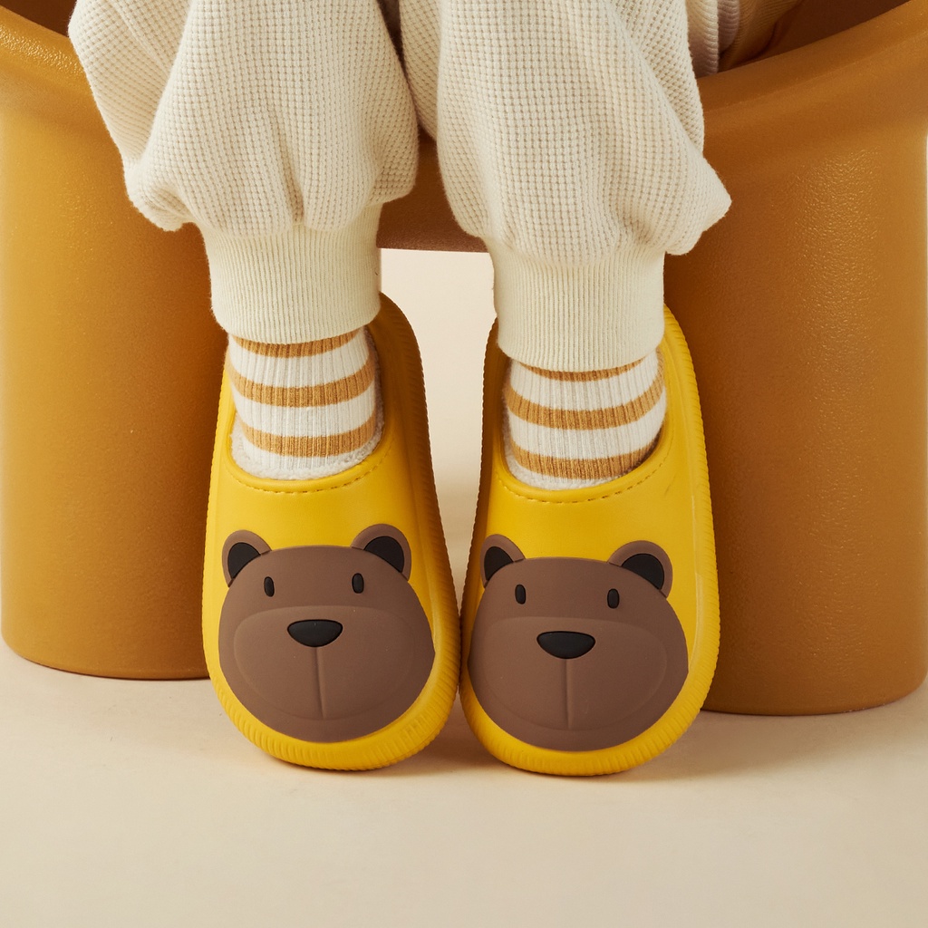 Dép bông đi trong nhà CHEERFUL MARIO không thấm nước không trơn trượt hình gấu Mario mùa đông cho bé trai