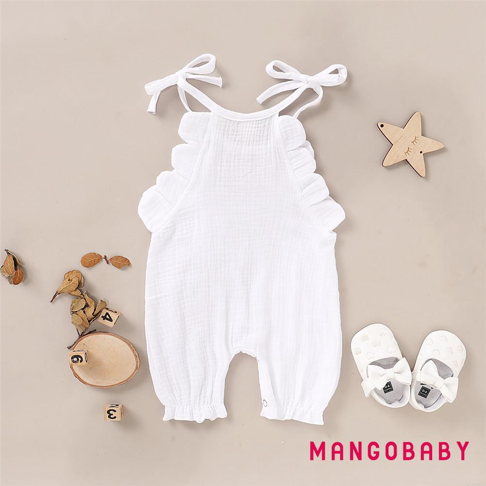 Jumpsuit Sát Nách Màu Trơn Chất Cotton Cho Bé