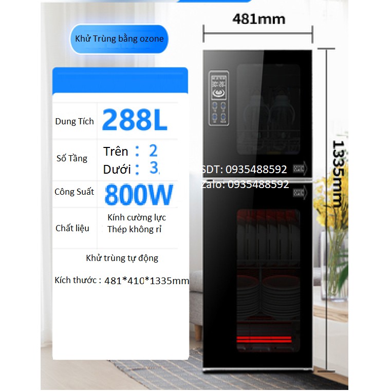 Tủ sấy chén bát 288L khử khuẩn ozone & uv