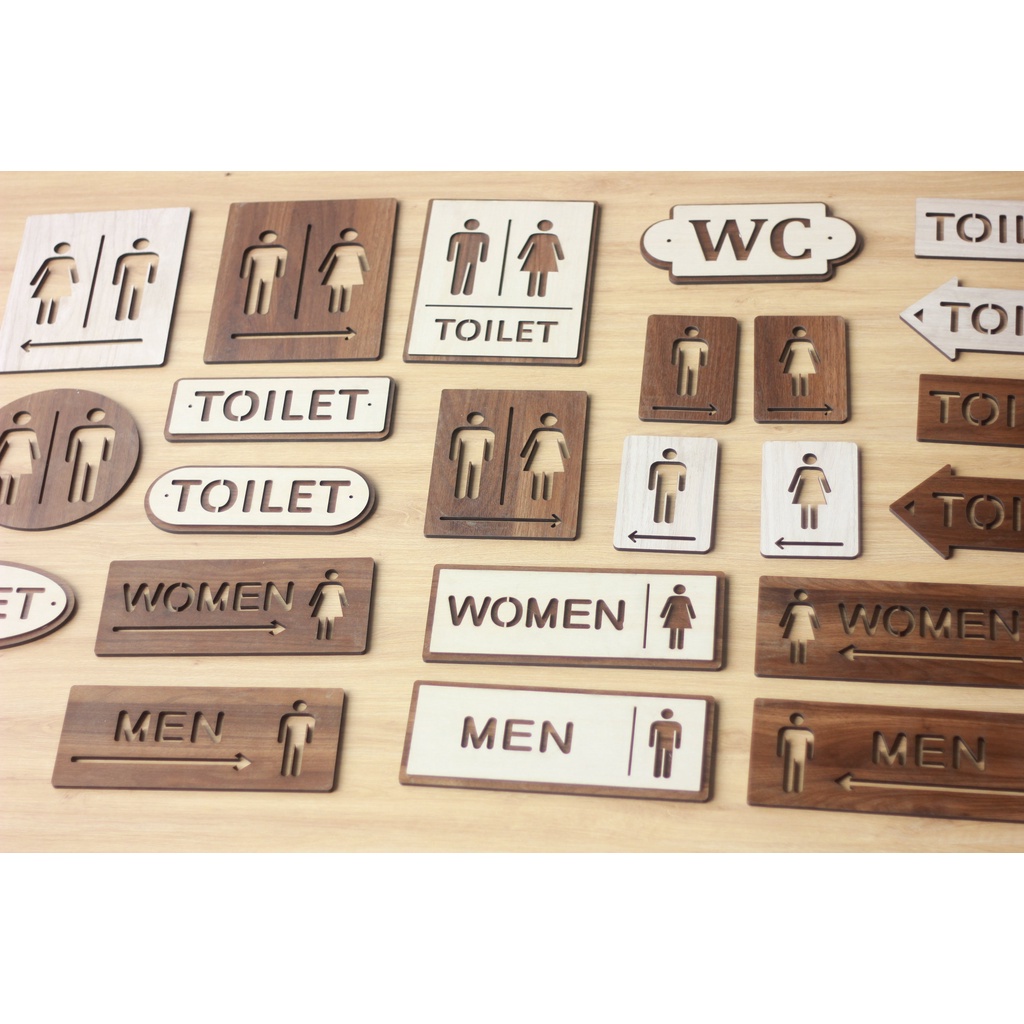 Bảng gỗ Toilet trang trí Dán cửa Phòng Vệ Sinh