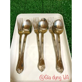 THÌA, DĨA INOX CAO CẤP CÁN HOA VĂN DÀI 20CM - PHÙ HỢP VỚI MỌI GIA ĐÌNH