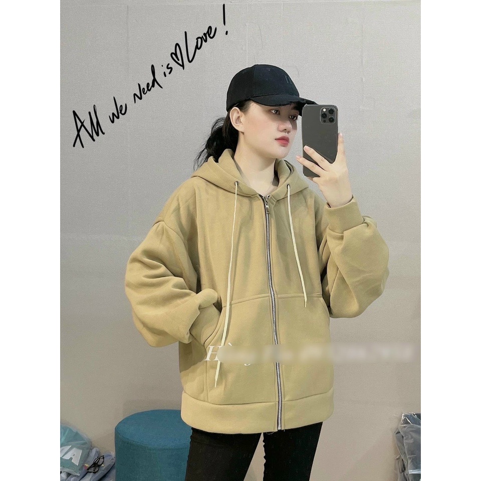 Áo khoác hoodie nữ zip vải nỉ có mũ nón 2 lớp form rộng ulzzang dễ thương hợp thời trang HTT01 | BigBuy360 - bigbuy360.vn